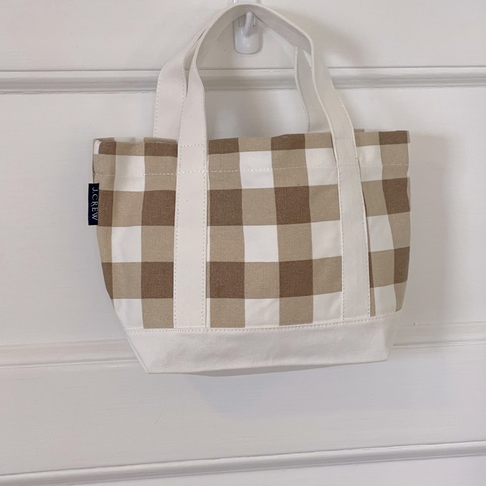 J. CREW FACTORY Mini Structured Canvas Plaid Tote Bag - New With Tags - Picture 4 of 9